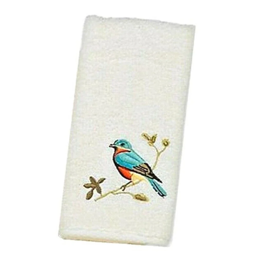 Avanti Premier Songbirds Ivory Fingertip Towels Embroidered Bathroom Set of 2